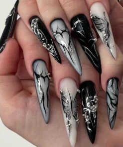 Black Diamond Butterfly Press On Nails
