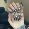 Punk Silver Mirror Press On Nails