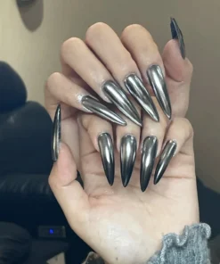 Punk Silver Mirror Press On Nails
