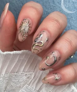 Moon Stars Snake Press On Nails