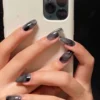 Dark Smudged Coffin Press On Nails