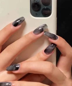 Dark Smudged Coffin Press On Nails