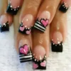 Black Pink Heart Press On Nails