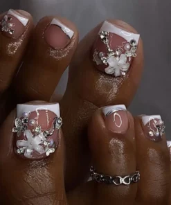 Butterfly Pearl French Press On Toenails