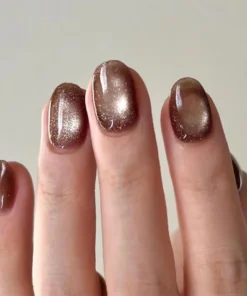Brown Cat Eye Sweet Press On Nails