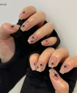 Pink Star Glitter Press On Nails