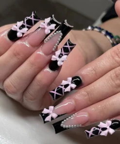 Black Pearl Cross Press On Nails